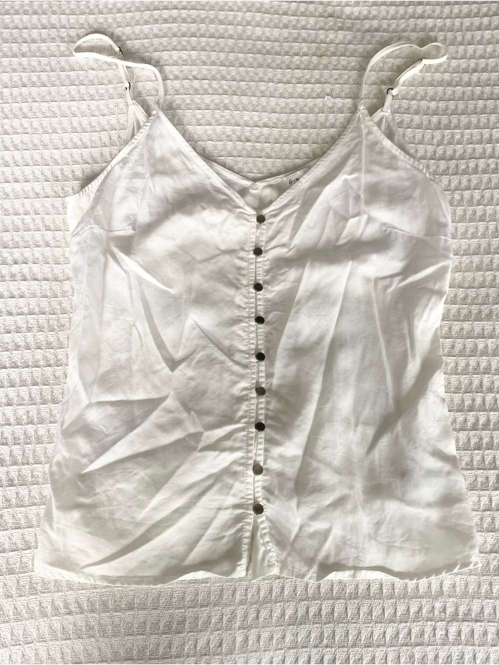Ark & Co White Button-Front Spaghetti Strap Camisole size Large